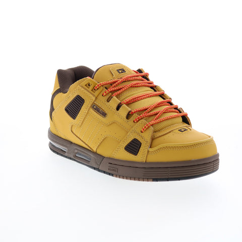 Globe Sabre GBSABR Mens Brown Leather Lace Up Skate Inspired Sneakers Shoes