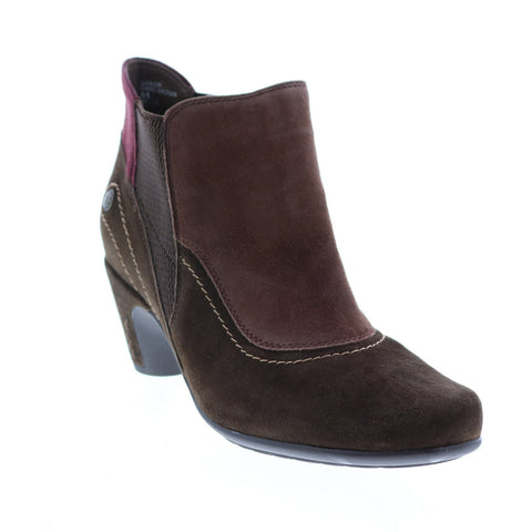 Earthies Genoa Suede GENOA-DRK Womens Brown Suede Slip On Booties Boots