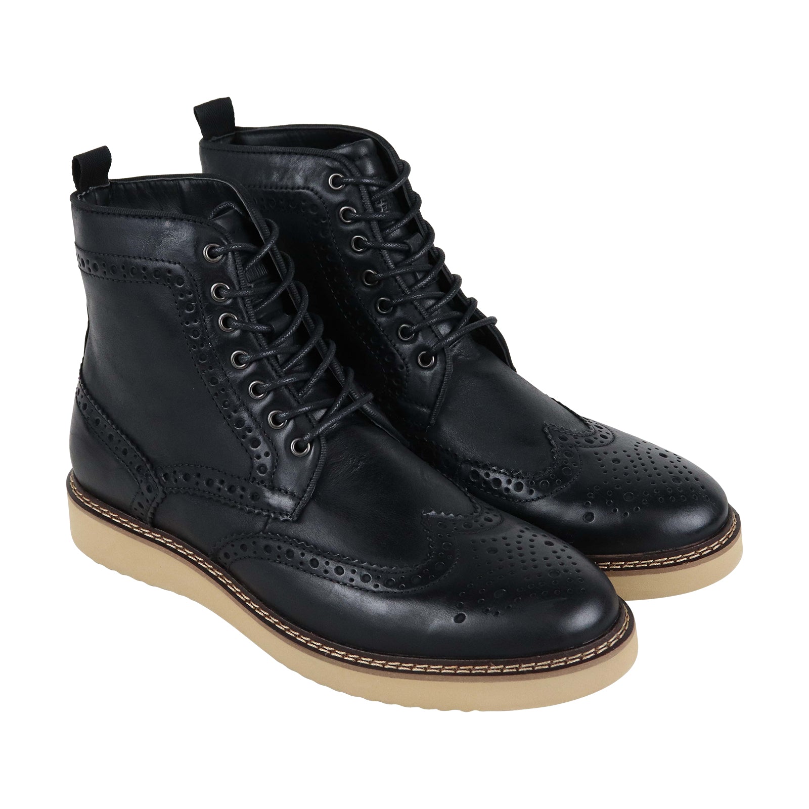 Steve Madden Goddard Mens Black Leather Lace Up Casual Dress 