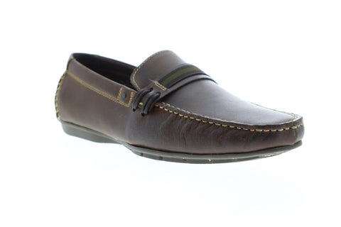 Steve Madden Grab Mens Brown Leather Casual Slip On Loafers Shoes