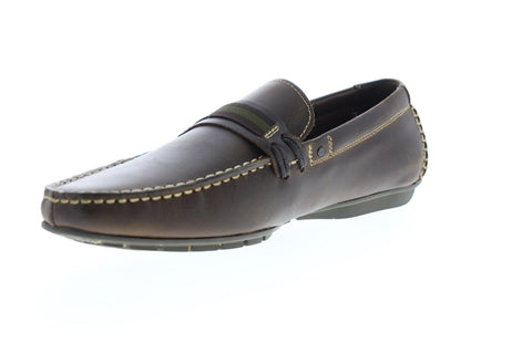 Steve Madden Grab Mens Brown Leather Casual Slip On Loafers Shoes