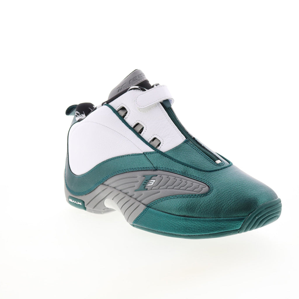 Reebok Answer IV Mens Green Leather Zipper Athletic Basketball Shoes ...