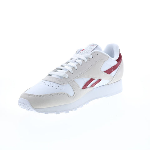 Reebok Classic Leather Mens White Suede Lace Up Lifestyle Sneakers Shoes