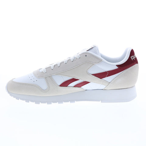 Reebok Classic Leather Mens White Suede Lace Up Lifestyle Sneakers Shoes