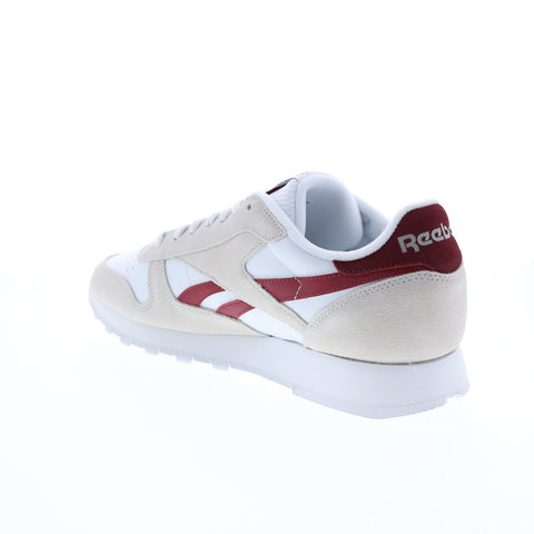 Reebok Classic Leather Mens White Suede Lace Up Lifestyle Sneakers Shoes