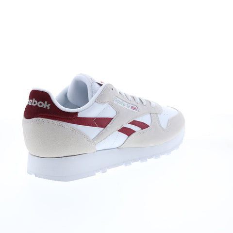 Reebok Classic Leather Mens White Suede Lace Up Lifestyle Sneakers Shoes