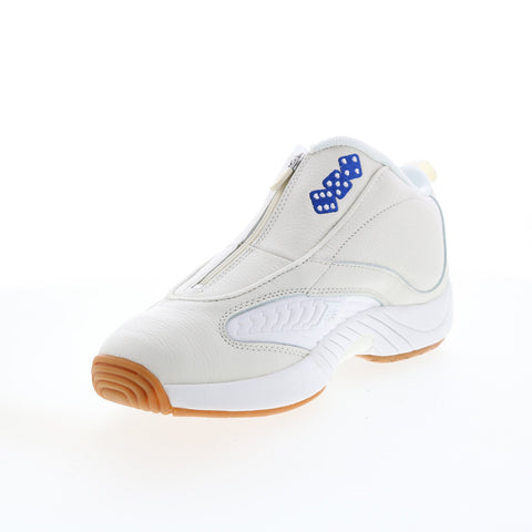 Reebok Answer IV GZ3877 Mens Beige Leather Zipper Athletic Basketball Shoes
