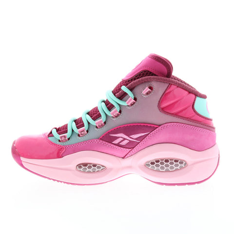 Reebok Question Mid GZ7284 Mens Pink Suede Athletic Basketball Shoes