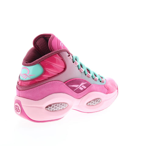 Reebok Question Mid GZ7284 Mens Pink Suede Athletic Basketball Shoes