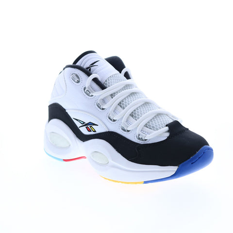 Reebok Question Mid H01321 Mens White Leather Athletic Basketball Shoes