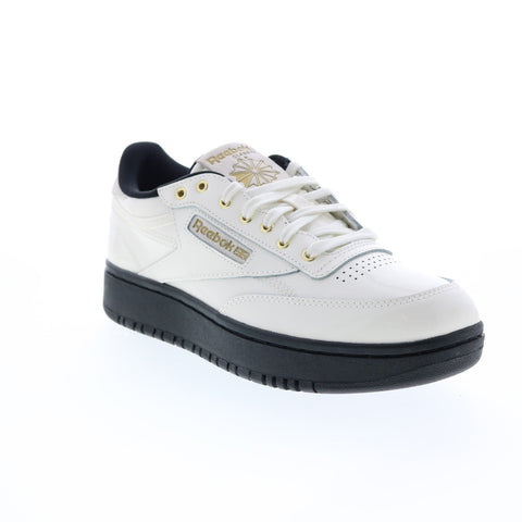 Reebok Club C Double H69078 Womens White Patent Leather Lifestyle Sneakers Shoes