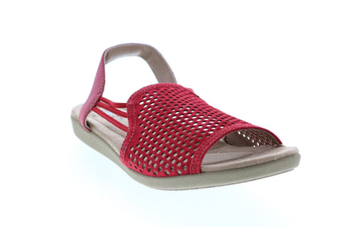 Earth Hadley Suede Womens Red Leather Slip On Strap Sandals Shoes
