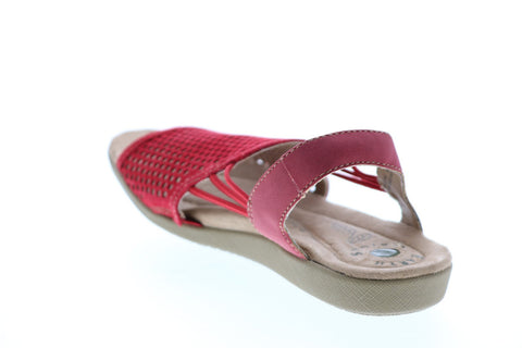 Earth Hadley Suede Womens Red Leather Slip On Strap Sandals Shoes