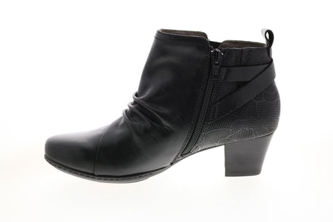 Earth Calgary Halifax Leather Womens Black Zipper Ankle & Booties Boots