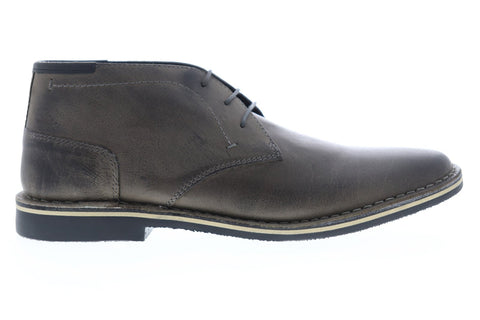 Steve Madden Harken Mens Gray Leather Lace Up Chukkas Boots Shoes