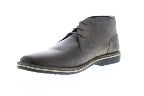 Steve Madden Harken Mens Gray Leather Lace Up Chukkas Boots Shoes