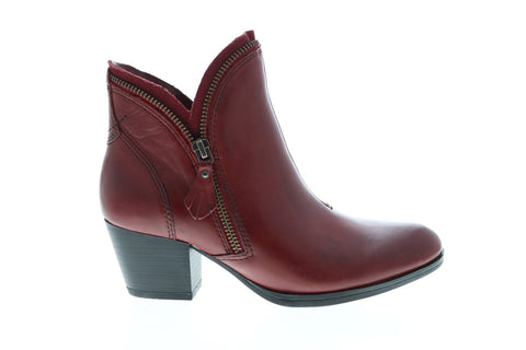 Earth Hawthorne Leather Womens Burgundy Zipper Ankle & Booties Boots