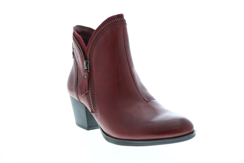 Earth Hawthorne Leather Womens Burgundy Zipper Ankle & Booties Boots