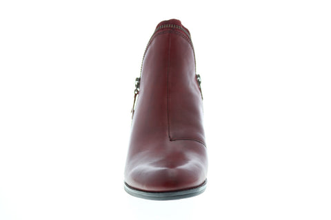 Earth Hawthorne Leather Womens Burgundy Zipper Ankle & Booties Boots