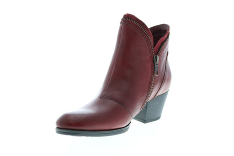 Earth Hawthorne Leather Womens Burgundy Zipper Ankle & Booties Boots