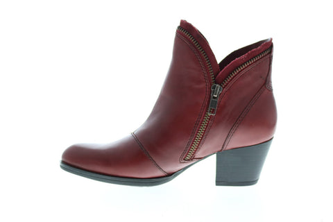 Earth Hawthorne Leather Womens Burgundy Zipper Ankle & Booties Boots
