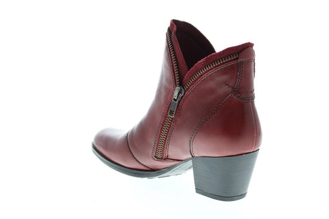 Earth Hawthorne Leather Womens Burgundy Zipper Ankle & Booties Boots