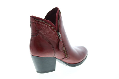 Earth Hawthorne Leather Womens Burgundy Zipper Ankle & Booties Boots