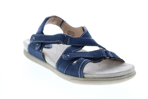 Earth Origins Henrietta Womens Blue Wide Leather Slingback Sandals Shoes