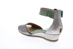 Earth Hera Metallic Leather Womens Gray Leather Strap Flats Shoes