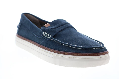 Hush Puppies Stream Arrowood Mens Blue Suede Loafers & Slip Ons Penny Shoes