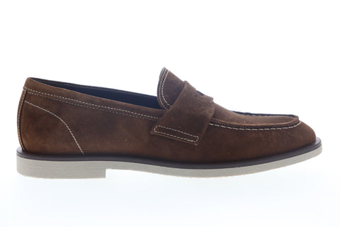 Bruno Magli Hoover Mens Brown Suede Slip On Penny Loafers Shoes