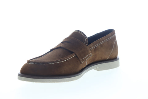 Bruno Magli Hoover Mens Brown Suede Slip On Penny Loafers Shoes