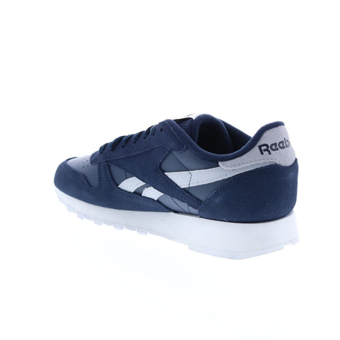 Reebok Classic Leather Mens Blue Suede Lace Up Lifestyle Sneakers Shoes