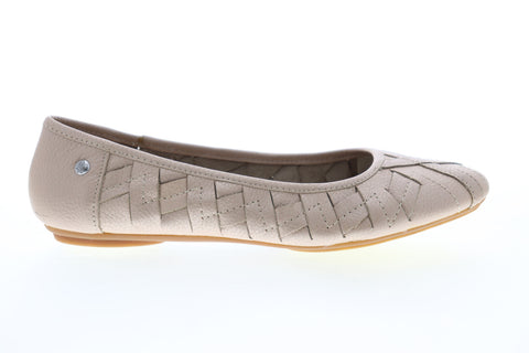 Hush Puppies Emmaline Chaste HW05284 Womens Beige Tan Leather Ballet Flats Shoes