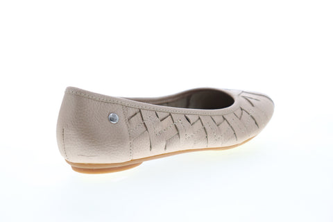 Hush Puppies Emmaline Chaste HW05284 Womens Beige Tan Leather Ballet Flats Shoes