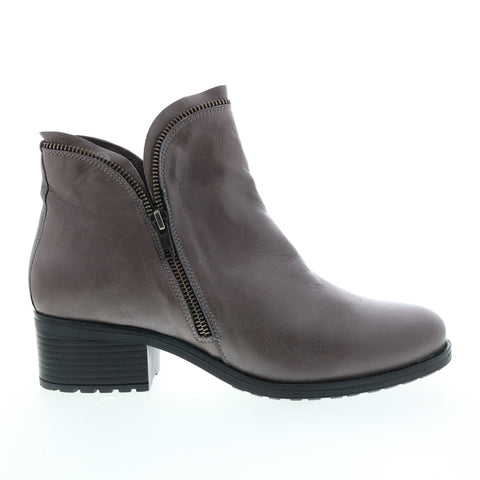 Miz Mooz Jet Womens Gray Leather Zipper Ankle & Booties Boots