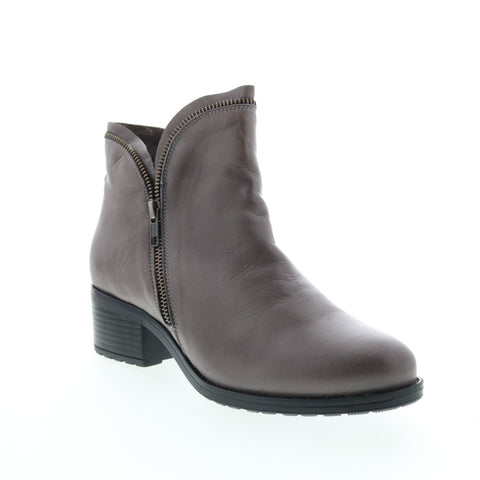 Miz Mooz Jet Womens Gray Leather Zipper Ankle & Booties Boots