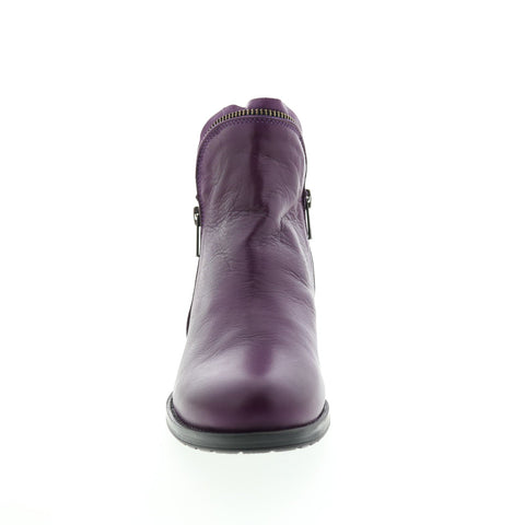 Miz Mooz Jet Womens Purple Leather Zipper Ankle & Booties Boots