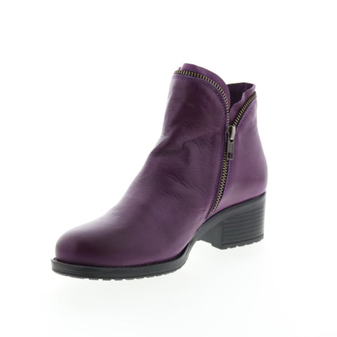 Miz Mooz Jet Womens Purple Leather Zipper Ankle & Booties Boots