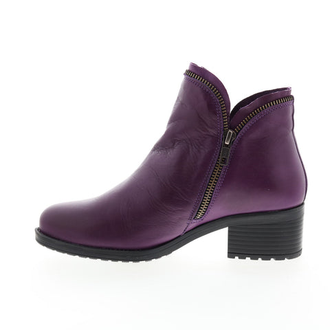Miz Mooz Jet Womens Purple Leather Zipper Ankle & Booties Boots