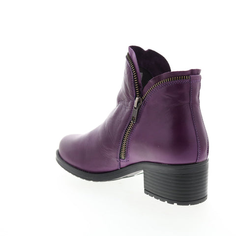 Miz Mooz Jet Womens Purple Leather Zipper Ankle & Booties Boots
