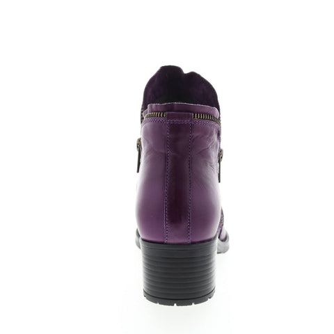 Miz Mooz Jet Womens Purple Leather Zipper Ankle & Booties Boots