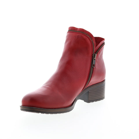 Miz Mooz Jet Womens Red Leather Zipper Ankle & Booties Boots