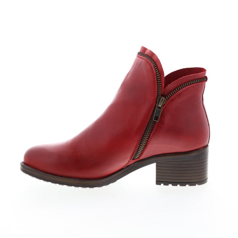 Miz Mooz Jet Womens Red Leather Zipper Ankle & Booties Boots