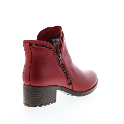 Miz Mooz Jet Womens Red Leather Zipper Ankle & Booties Boots