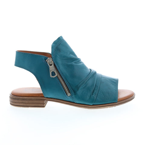 Miz Mooz Dylan Womens Blue Leather Zipper Heeled Sandals Shoes