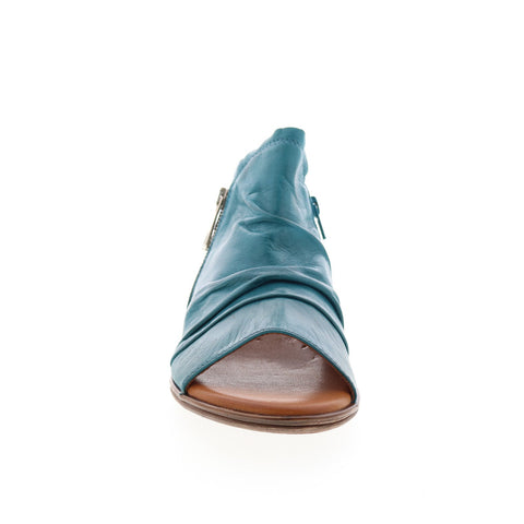 Miz Mooz Dylan Womens Blue Leather Zipper Heeled Sandals Shoes