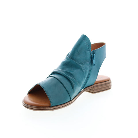 Miz Mooz Dylan Womens Blue Leather Zipper Heeled Sandals Shoes