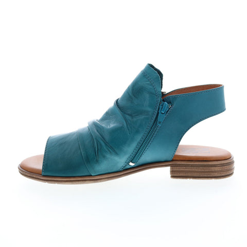 Miz Mooz Dylan Womens Blue Leather Zipper Heeled Sandals Shoes