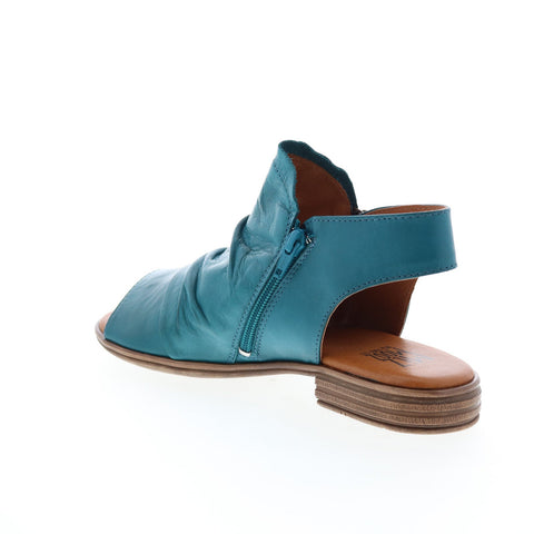 Miz Mooz Dylan Womens Blue Leather Zipper Heeled Sandals Shoes